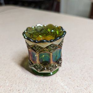 Vintage, Iridescent Green Toothpick Holder